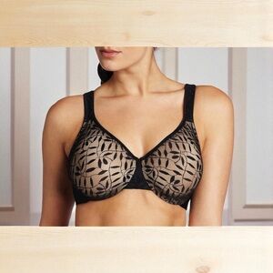 Olga Women's Sheer Leaves Minimizer Black BRA 40D NWT